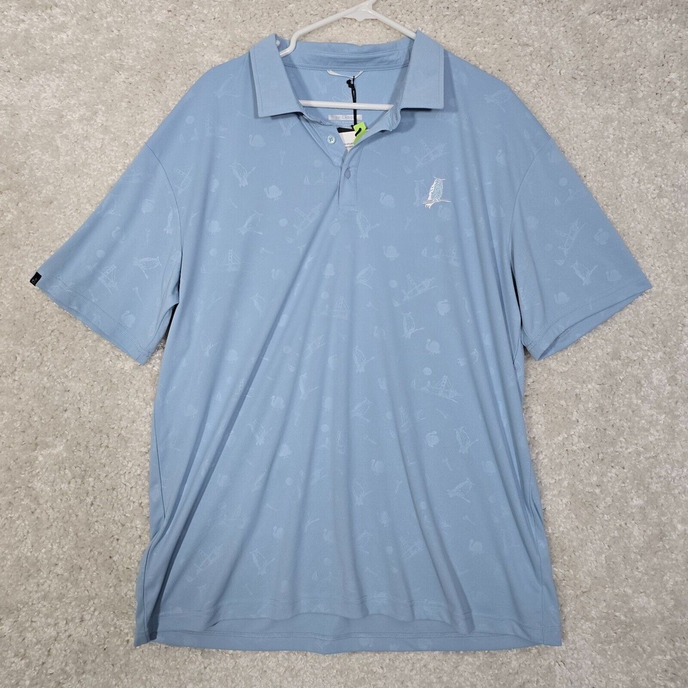 Swannies Mens Stretch Polo Shirt Size 2XL Blue‎ Logo Performance Active
